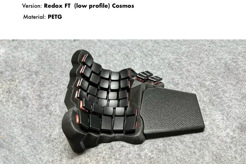 ReDOX FT Cosmos split keyboard with curved 3D-printed key-well