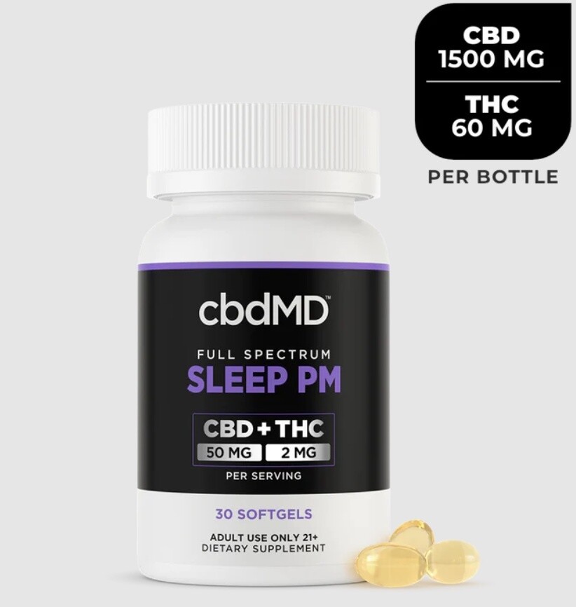 cbdMD Full Spectrum Sleep PM | 50mg CBD + 2mg THC