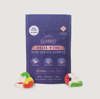 Summit Delta-9 THC Hemp Derived Gummies, 15mg/20ct, 300mg total