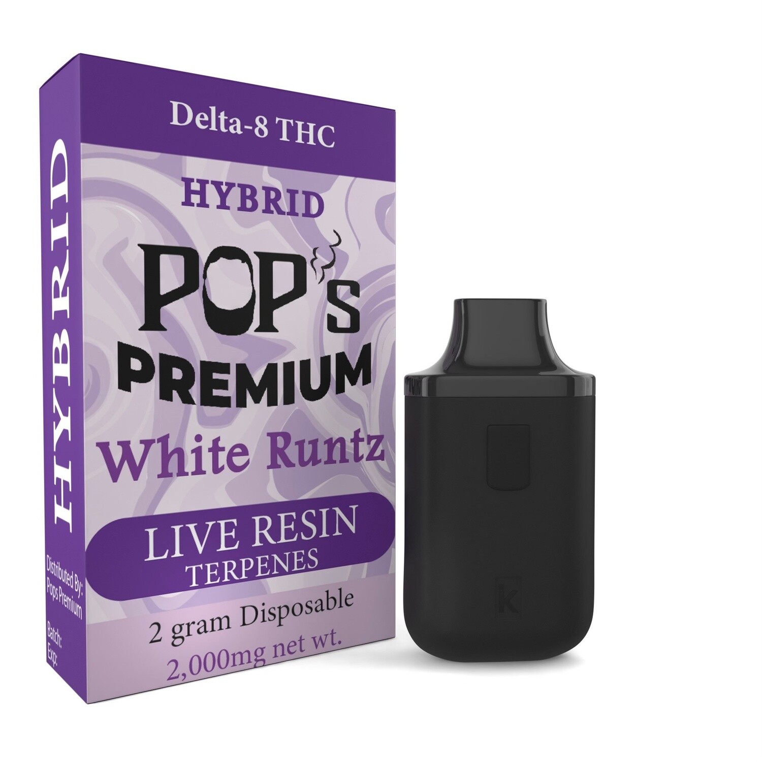 Pop's Premium White Runtz Live Resin Delta 8 Disposable - 2g