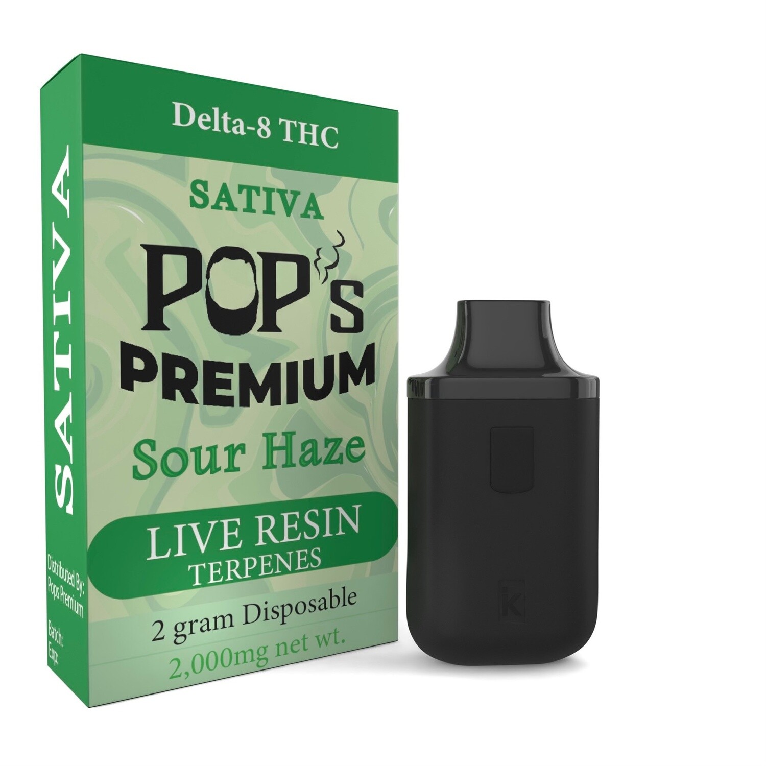 Pop's Premium Sour Haze Live Resin Delta 8 Disposable - 2g