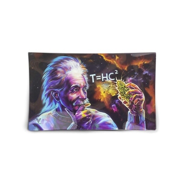 V Syndicate Shatterproof Glass Rolling Tray - Medium - Thc2 Einstein Black Hole