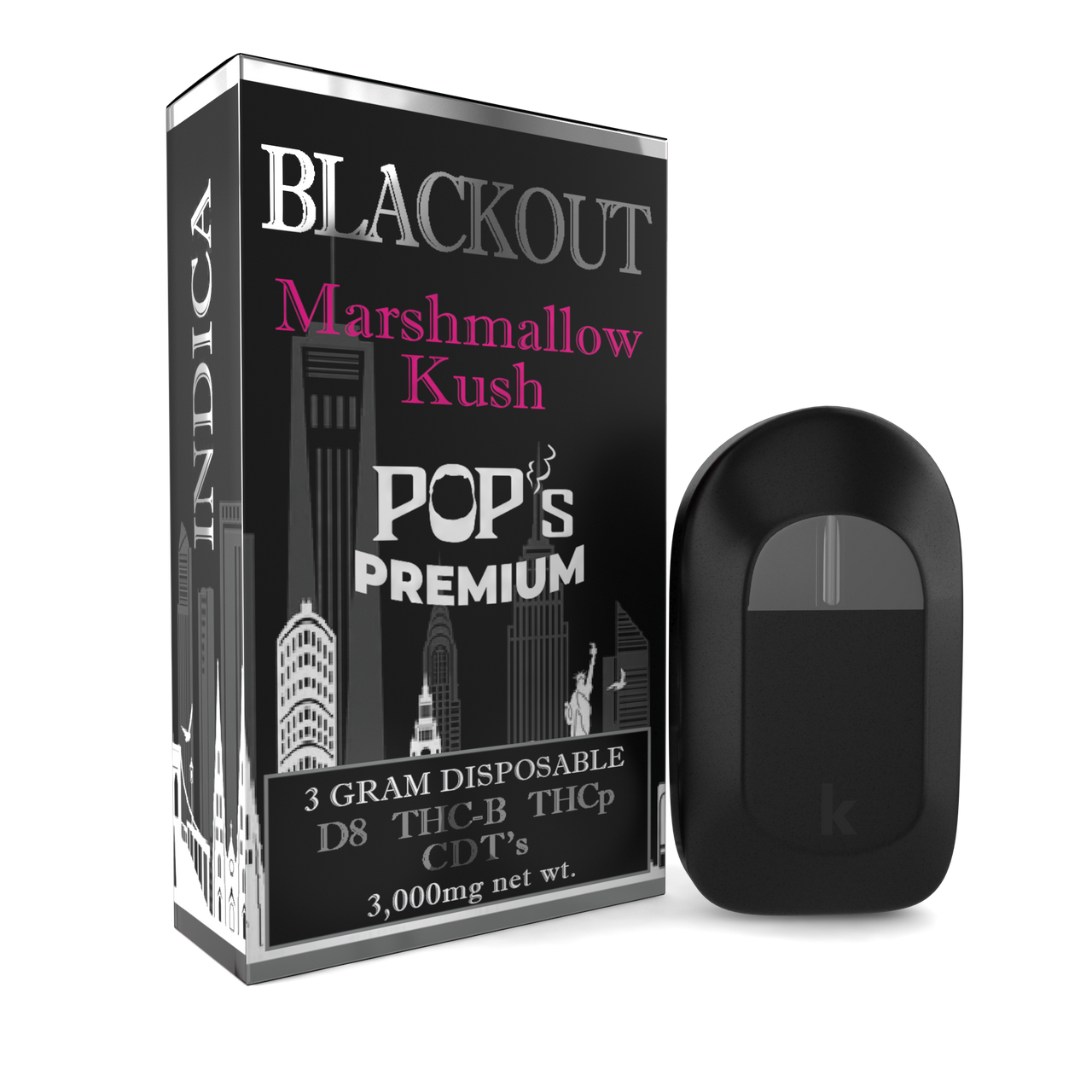 Pop's Premium Marshmallow Kush Blackout Disposable - 3g