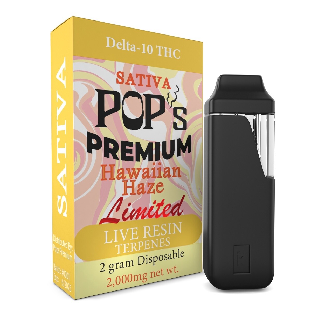 Pop's Premium Hawaiian Haze Limited Live Resin Disposable - 2g