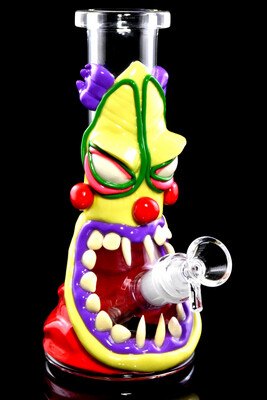 Small Colorful Glass on Glass Creepy Clown Beaker Water Pipe