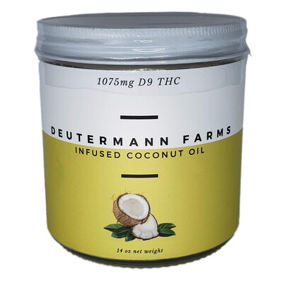 Deutermann Farms - 14 oz  D9 Infused Coconut Oil [1075 mg]