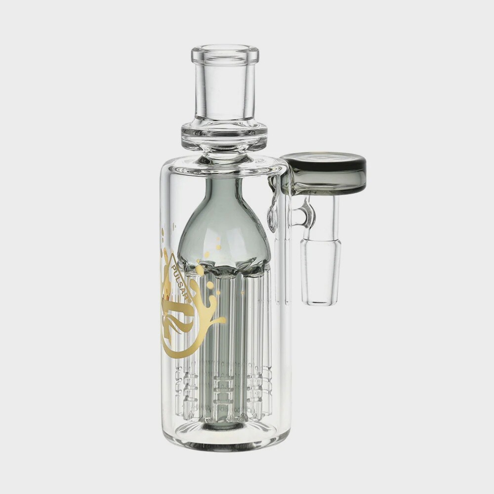 Pulsar 7 Arm Ash Catcher 90 Degree, Color: Transparent Gray Glass