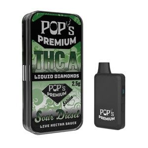 Pop&#39;s Premium Sour Diesel (Sativa) THCa Liquid Diamonds | 2.5g Disposable Vape