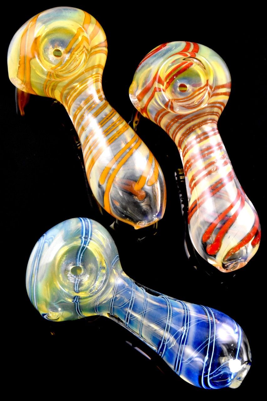3&quot; Small Color Changing Spiral Striped Glass Pipe