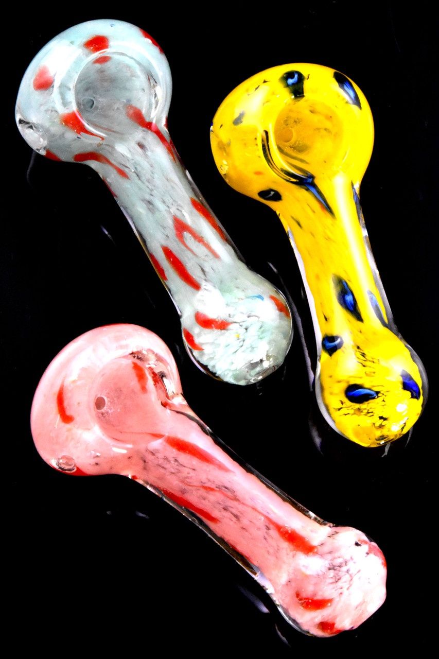3&quot; Small Colorful Dotted Frit Glass Pipe