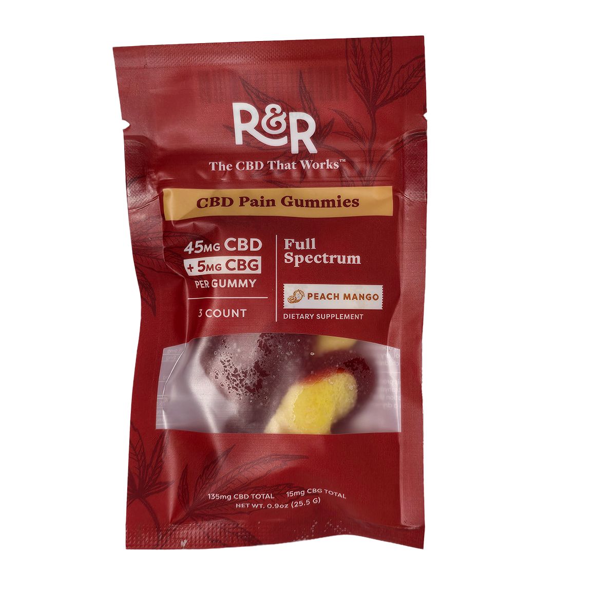 R&amp;R Medicinals | CBD Pain Gummies [45mg CBD+5mg CBG], Size: 3 Count