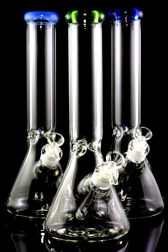 Large 14&quot; 9mm Glass on Glass Beaker Water Pipe with Ice Pinch