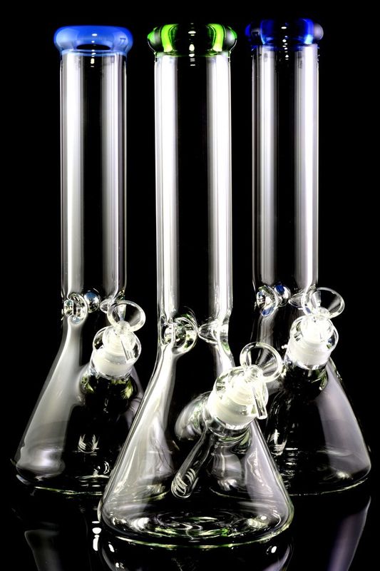 Large 14&quot; 9mm Glass on Glass Beaker Water Pipe with Ice Pinch