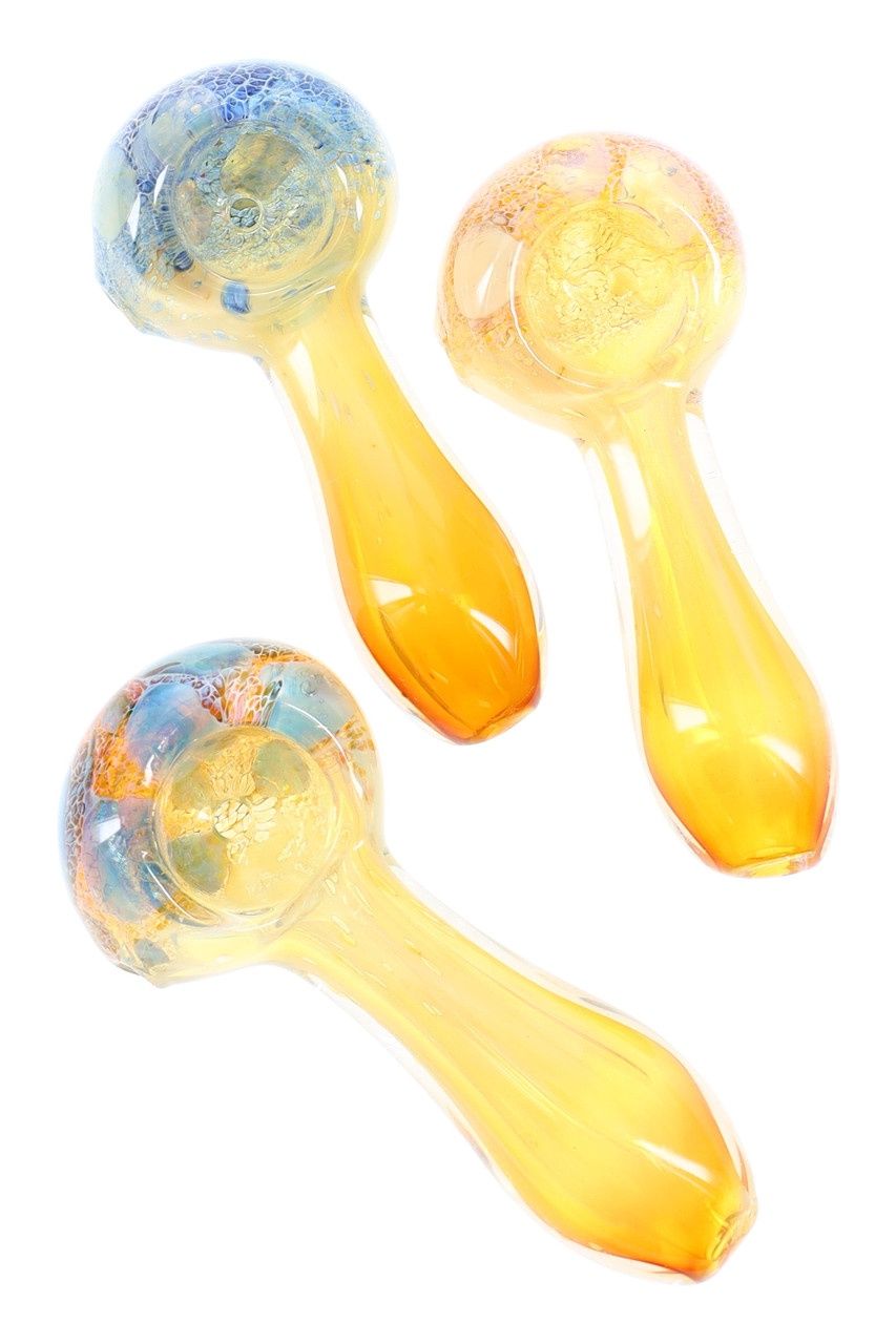 3&quot; Small Gold Fumed Frit Bubble Glass Pipe