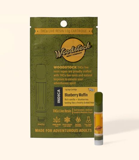 Woodstock Hemp Blueberry Muffin (Indica) THCa Live Resin | 1g Vape Cartridge