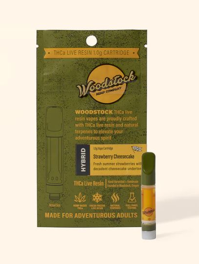 Woodstock Hemp Strawberry Cheesecake (Hybrid) THCa Live Resin | 1g Vape Cartridge