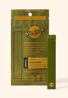 Woodstock Hemp Blackberry Cobbler (Indica) THCa Live Resin | 2g Disposable Vape