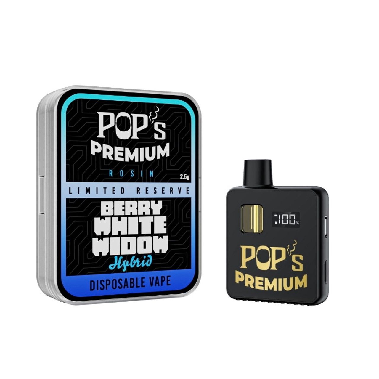 Pop&#39;s Premium Berry White Widow (Hybrid) THCa Rosin | 2.5g Disposable Vape