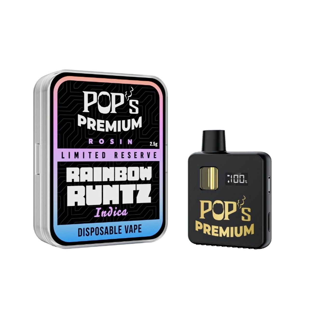 Pop&#39;s Premium Rainbow Runtz (Indica) THCa Rosin | 2.5g Disposable Vape