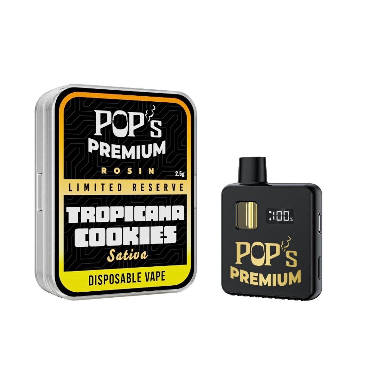 Pop&#39;s Premium Tropicana Cookies (Sativa) THCa Rosin | 2.5g Disposable Vape