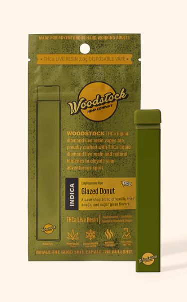 Woodstock Hemp Glazed Doughnut (Indica) THCa Live Resin | 2g Disposable Vape