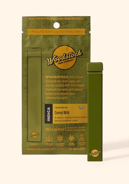 Woodstock Hemp Cereal Milk (Indica) THCa Live Resin | 2g Disposable Vape