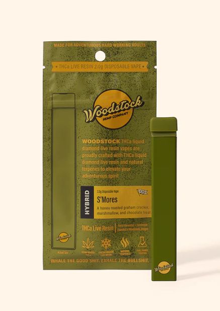 Woodstock Hemp S&#39;mores (Hybrid) THCa Live Resin | 2g Disposable Vape