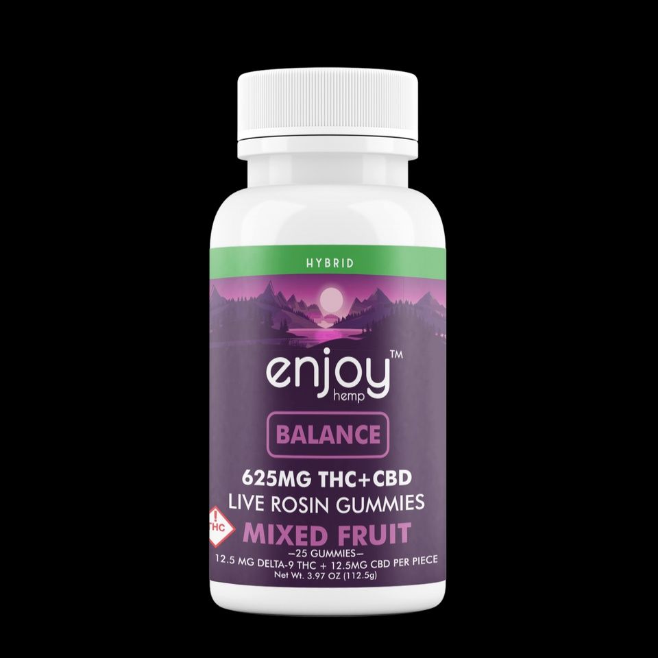 Enjoy Hemp 625 mg Balance 1:1 Live Rosin Delta 9 THC/CBD Gummies - 25 mg each (Hybrid)