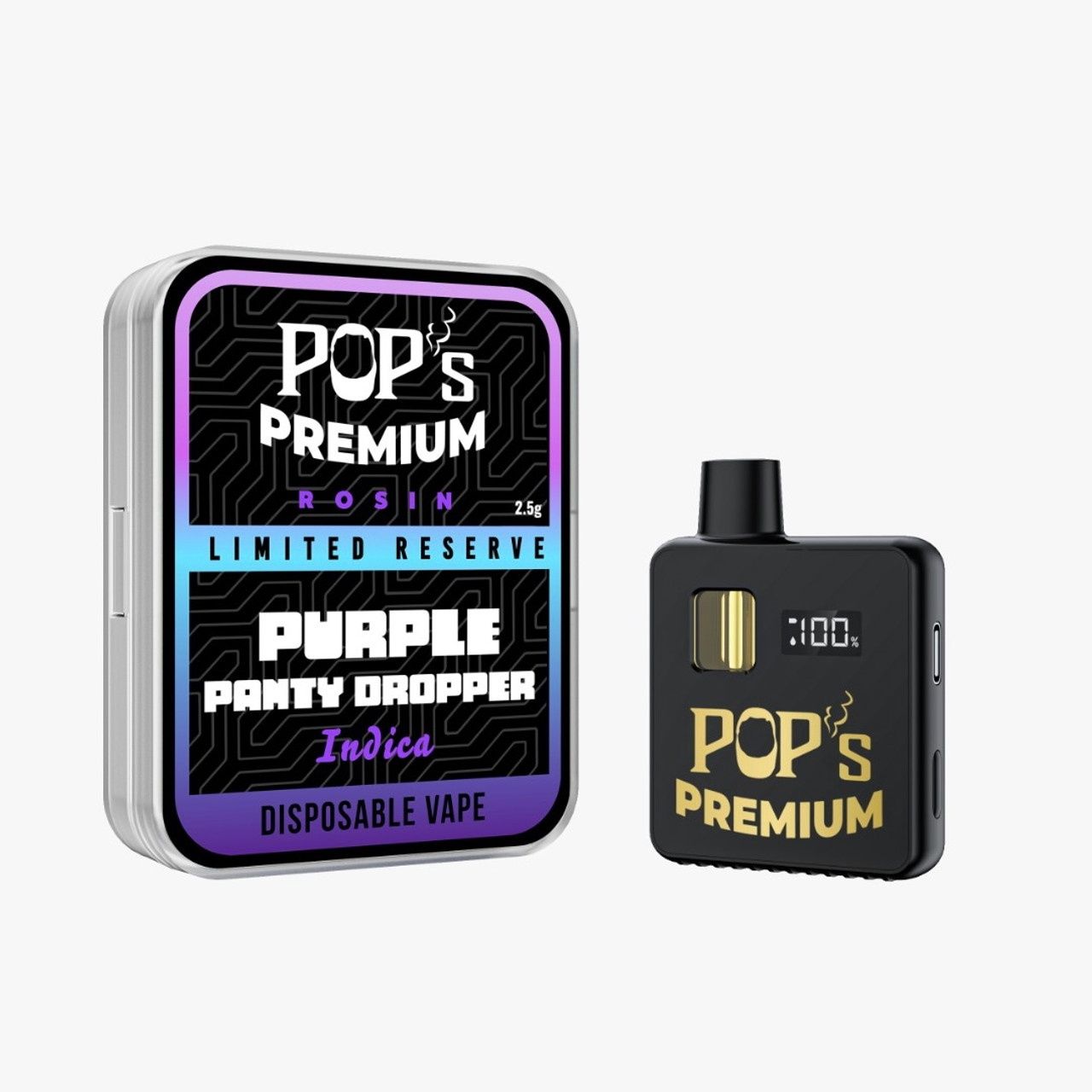 Pop&#39;s Premium Purple Panty Dropper (Indica) THCa Rosin 2.5g Disposable