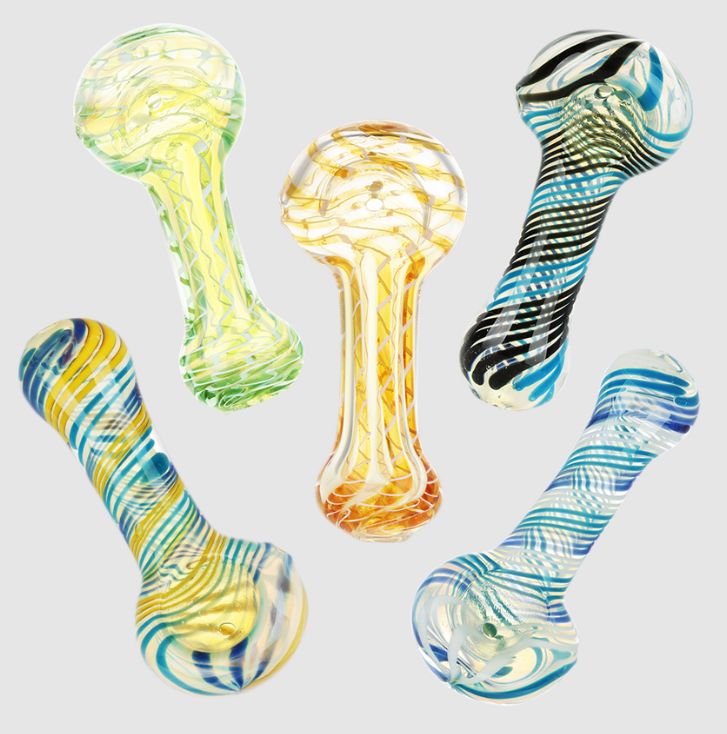 Ropes &amp; Swirls Glass Spoon Pipe | 3.25&quot;