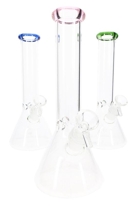 10&quot; Colored Rim Glass on Glass Beaker Water Pipe