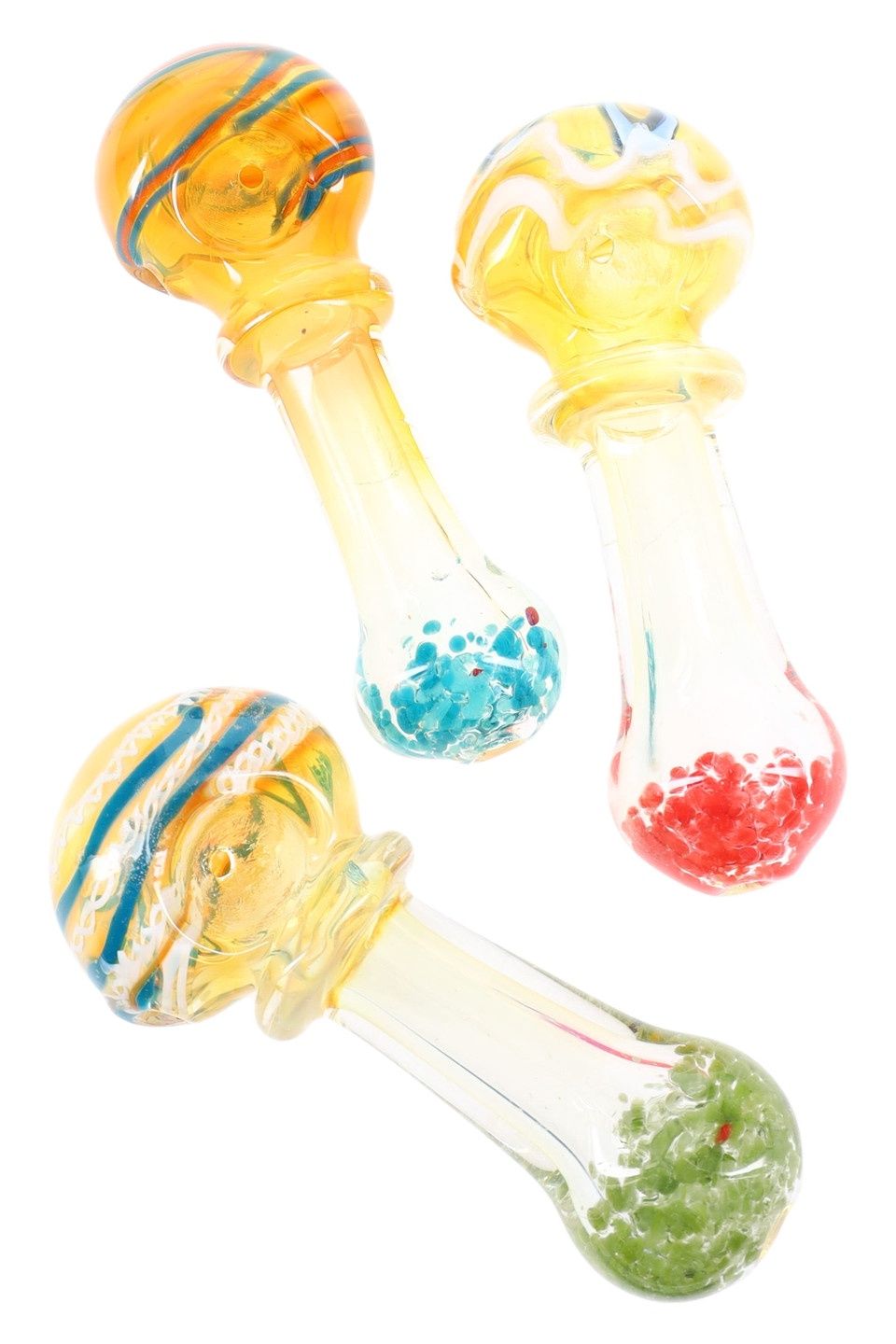4.5&quot; Color Changing Frit Multicolor Striped Glass Pipe