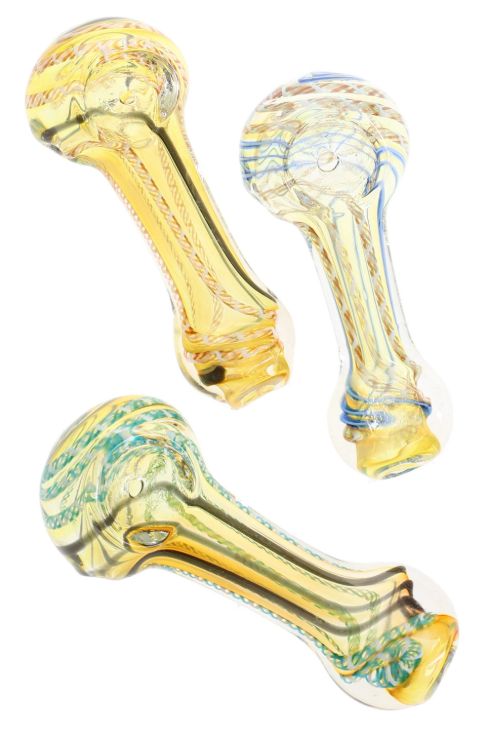 3&quot; Color Changing Multicolor Spiral Striped Glass Pipe