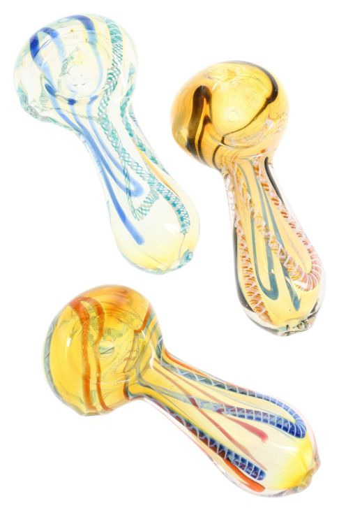 3&quot; Colorful Striped Color Changing Glass Pipe