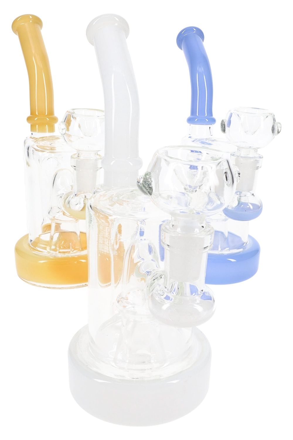 7&quot; Colorful Glass on Glass Recycler Water Pipe with Showerhead Perc