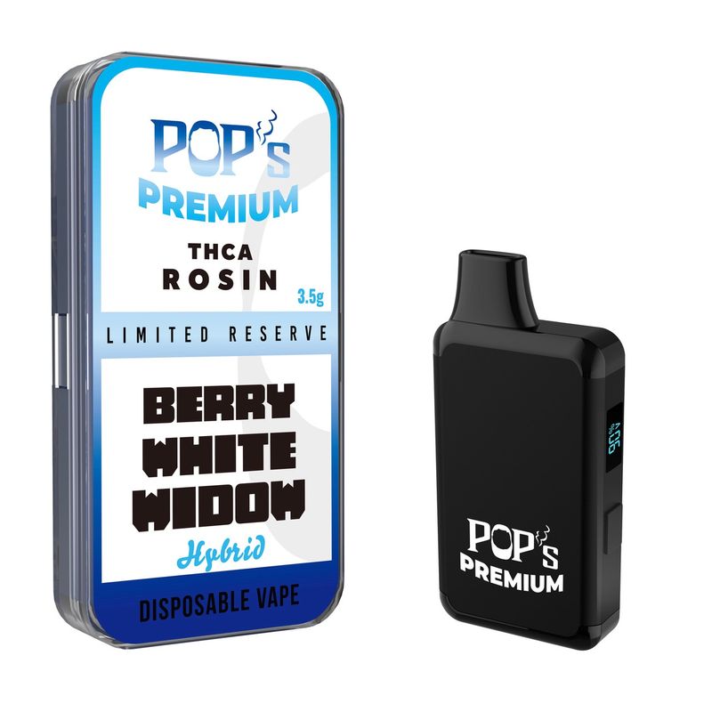 Pop&#39;s Premium Berry White Widow (Hybrid) THCa Rosin | 3.5g Disposable Vape