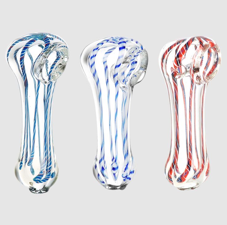 Small Striped Glass Spoon Pipe | 2.75&quot;