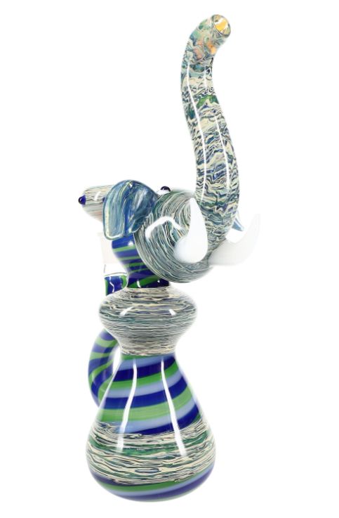 10&quot; Silver Fumed Reverse Spiral Elephant Water Pipe