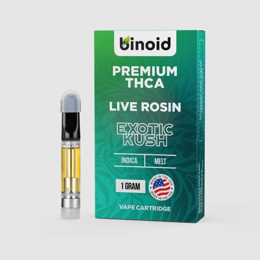 Binoid THCA Live Rosin Cartridge - 1g, Strain: Exotic Kush [Indica]