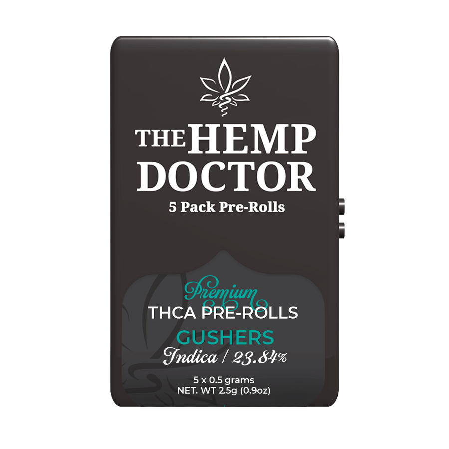 The Hemp Doctor | Half-Gram THCa Prerolls | 5 Pack, Strain: Gushers [Indica Hybrid]