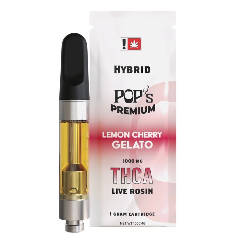 Pop's Premium Lemon Cherry Gelato (Hybrid) Live Rosin THCa | 1g Cartridge