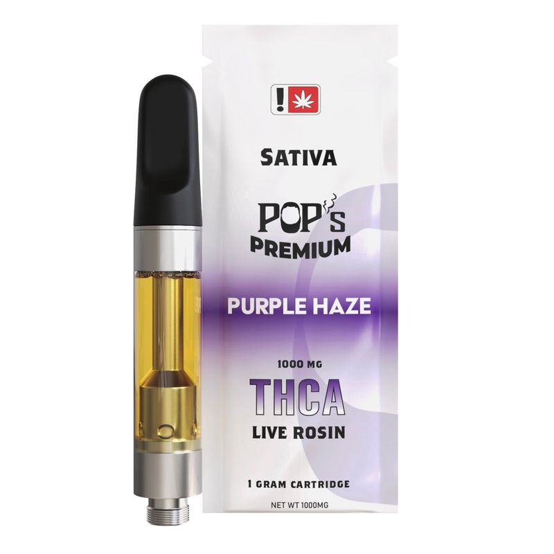 Pop's Premium Purple Haze (Sativa) Live Rosin THCa | 1g Cartridge
