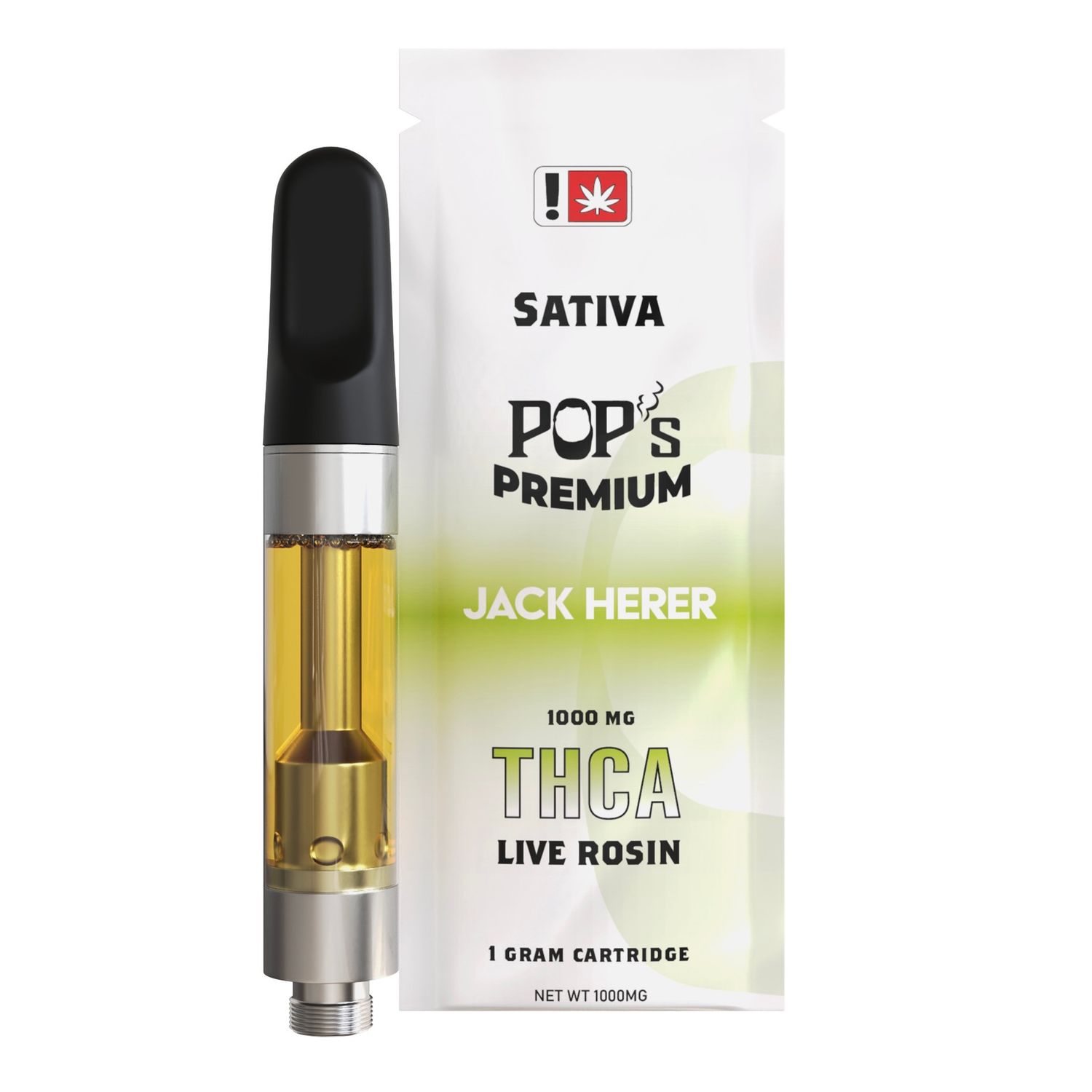 Pop's Premium Jack Herer (Sativa) Live Rosin THCa | 1g Cartridge