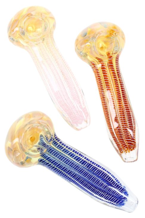 5" Thick Color-Changing Colorful Striped Glass Spoon Pipe