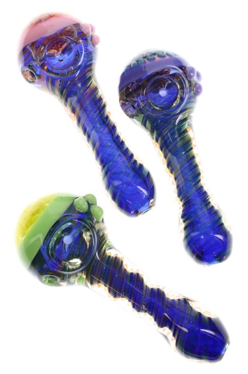 4.5" Gold Fumed Multicolor Swirl Glass Spoon