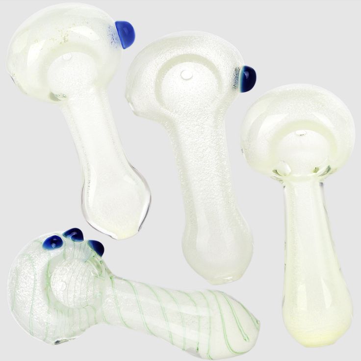 Glowing Spectrals Glass Spoon Pipe | 3.5"-3.75" | Assorted Designs &amp; Colors