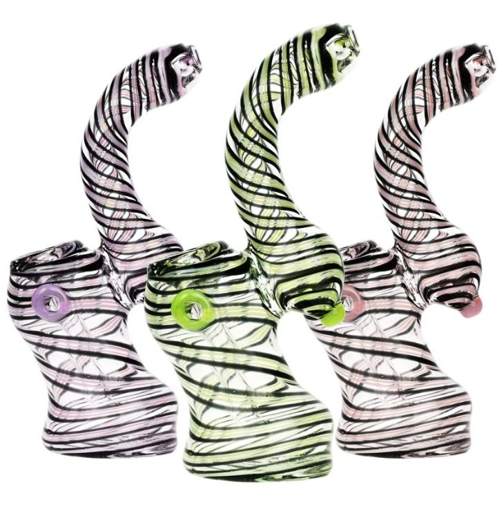 Toxic Black Swirl Glass Bubbler | 6" | Colors Vary