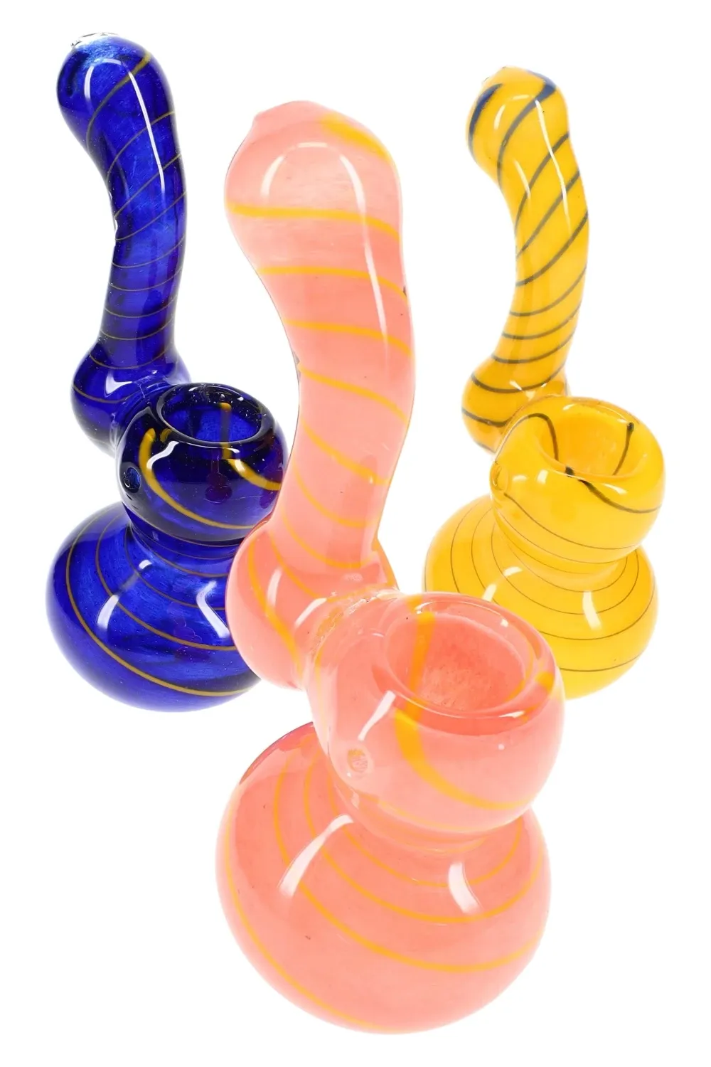 5" Frit Spiral Stripe Sherlock Glass Bubbler