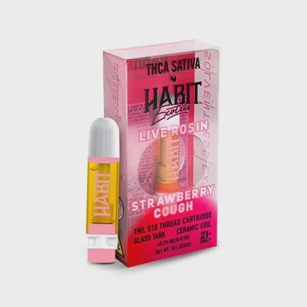 Habit: Exotic Rosin | 1g Cartridge Vape, Strain: Strawberry Cough (Sativa)