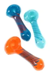 3.5" Colorful Squiggle Striped Frit Glass Pipe